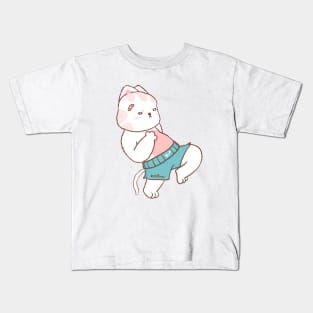 cute fighter cat muay thai boxing, Knee action, great idea for muay thai, boxing lover. It will bring their smile with this gift Kids T-Shirt